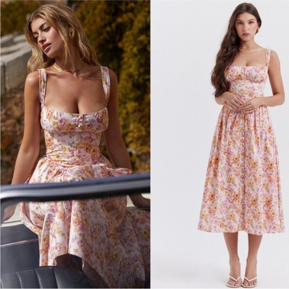 HOUSE OF CB Tatiana Pink Midi Dress XS